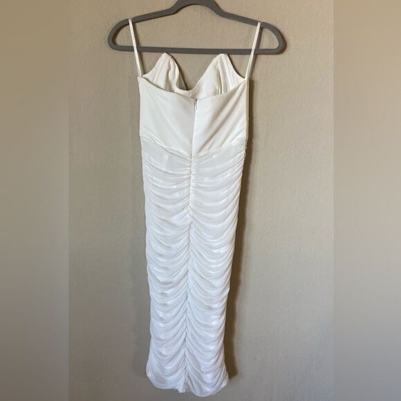 Michael Costello India Midi White Dress Bodycon Size S - Picture 8 of 9
